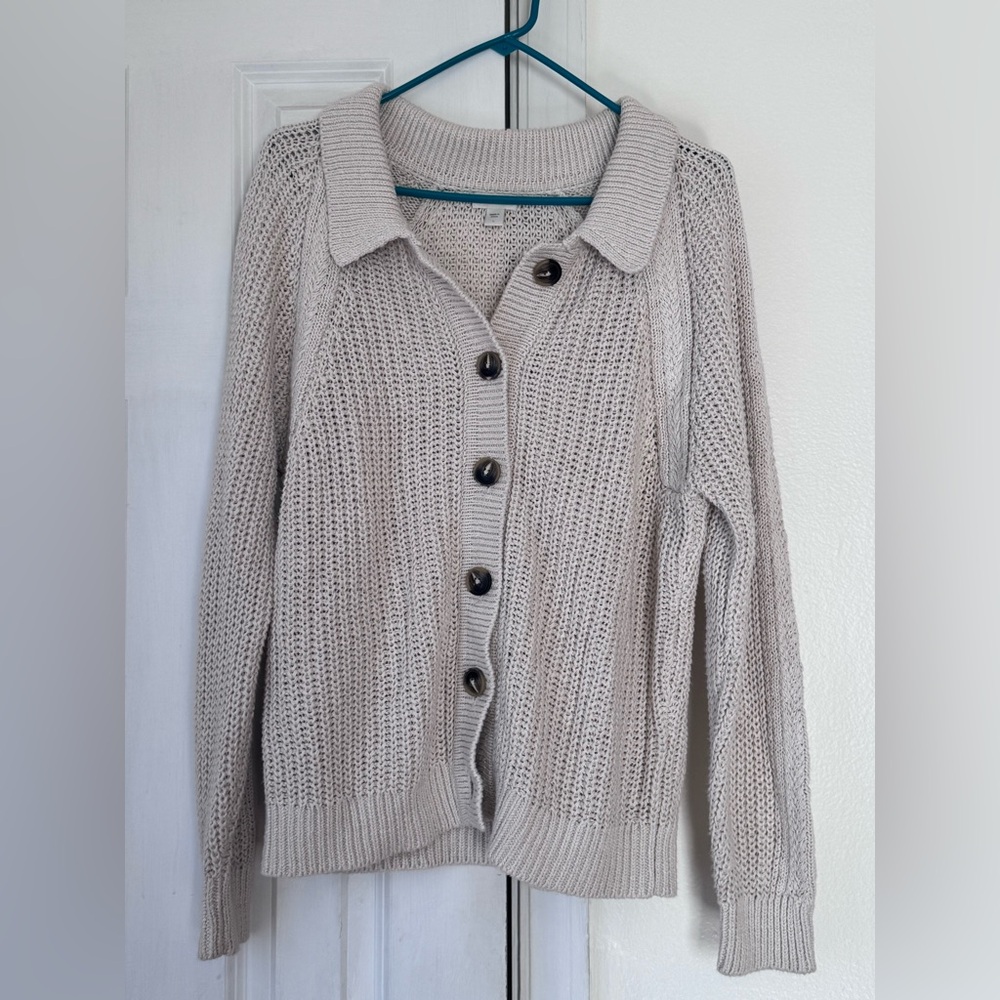 Garnet Hill Linen Organic Cotton Maren Cardigan Sweater Size Large - Picture 6 of 13